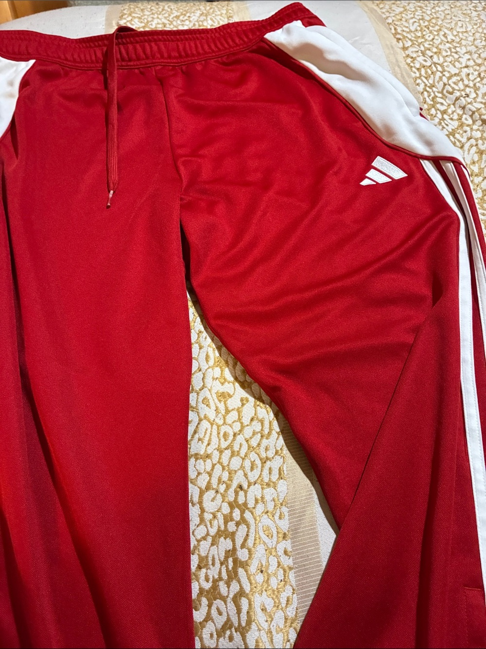 adidas Red Joggers with White Side Panels